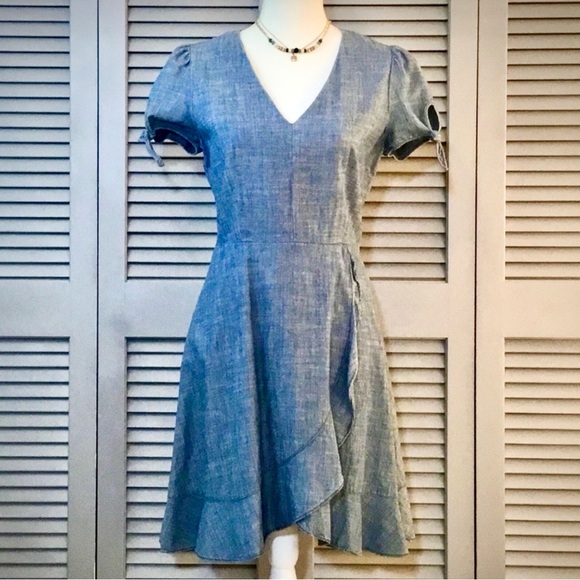 J. Crew Factory Faux Wrap Chambray Dress - Picture 6 of 10